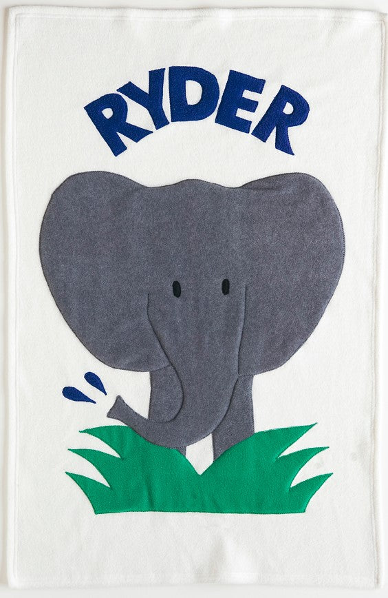 Personalized Elephant Baby Blanket- Boy