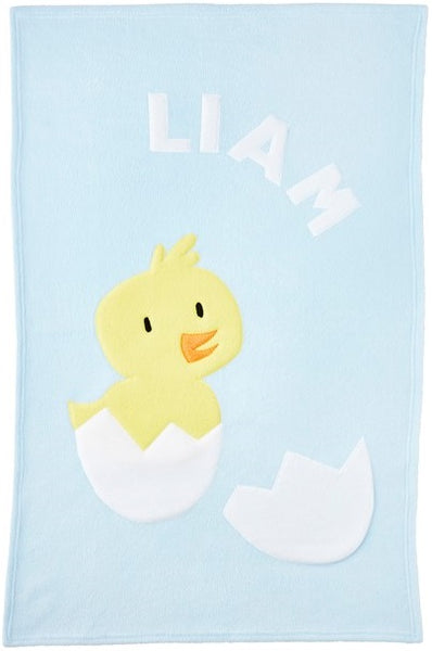 Personalized Duck Baby Blanket - Blue