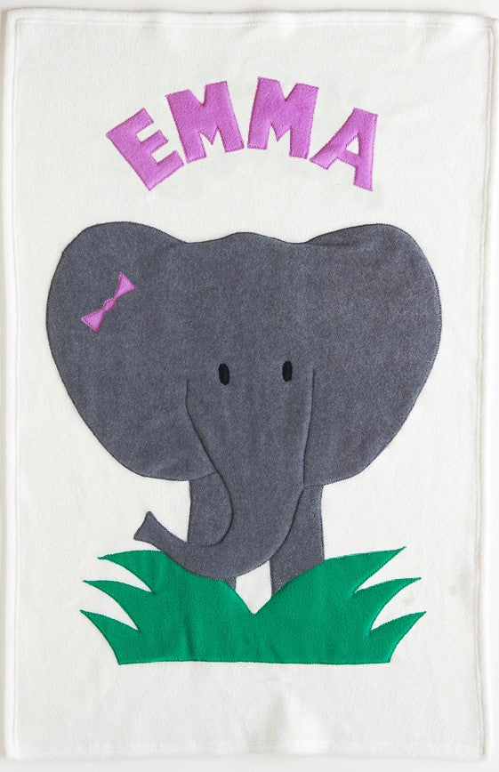 Personalized Elephant Baby Blanket - Girl