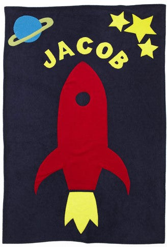 Personalized Spaceship Kid Blanket