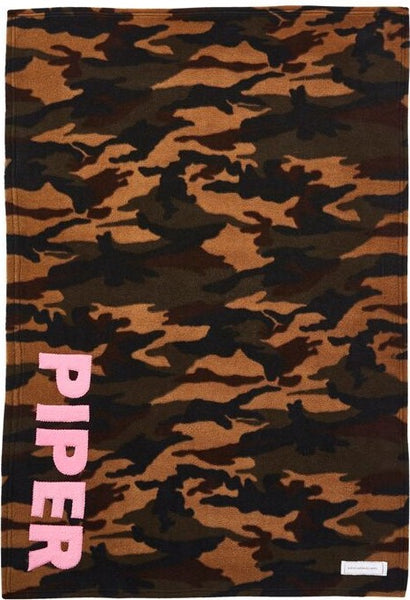 Personalized Straight Up Baby Blanket - Camo (with pink letters)