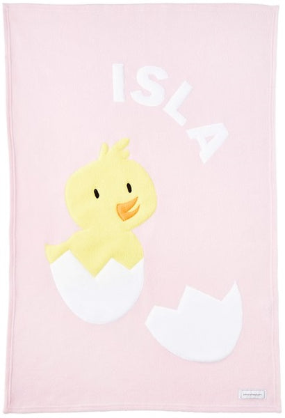 Personalized Duck Baby Blanket - Pink