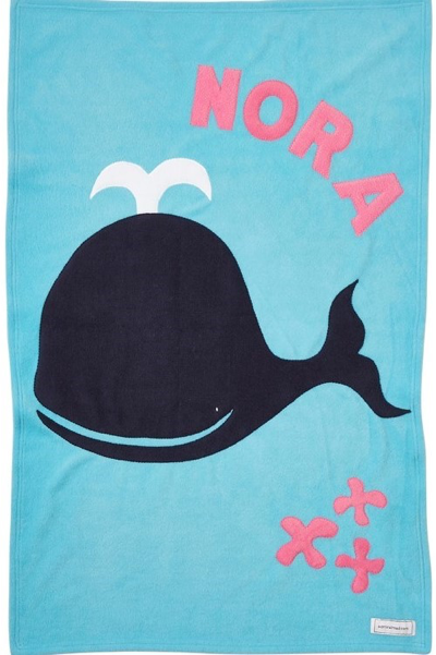 Personalized Whale Baby Blanket - Pink