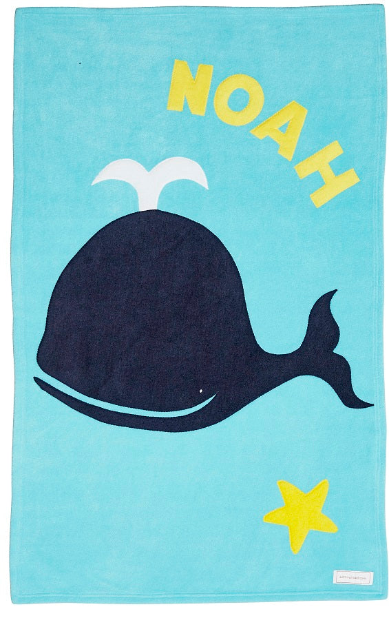 Personalized Whale Baby Blanket - Yellow